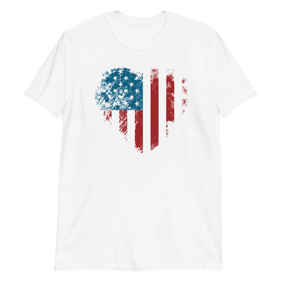 Distressed Heart Flag Short-Sleeve Unisex T-Shirt